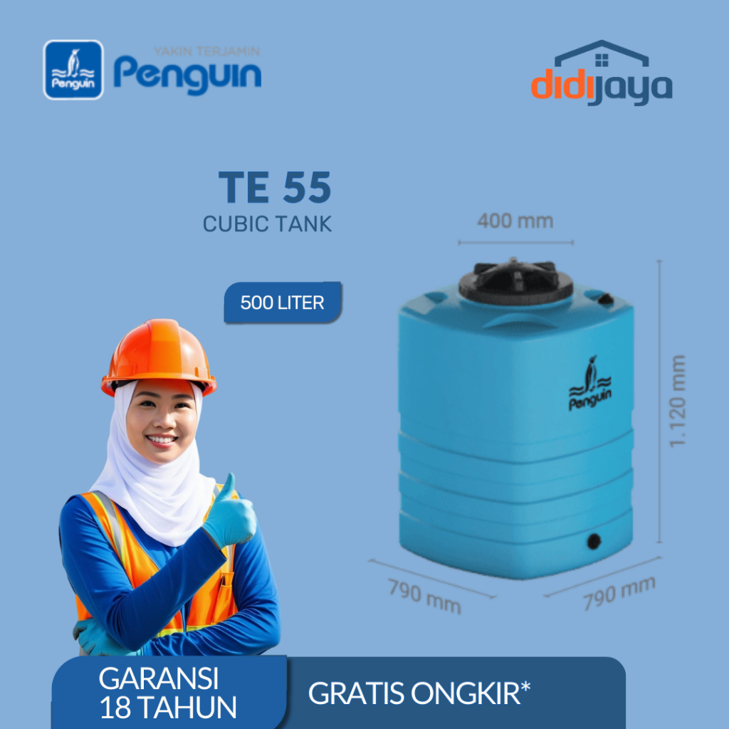 Tandon Air Kotak Kubik Penguin TE 55 500 Liter | Toren Air | Tangki Air Tanam Penguin
