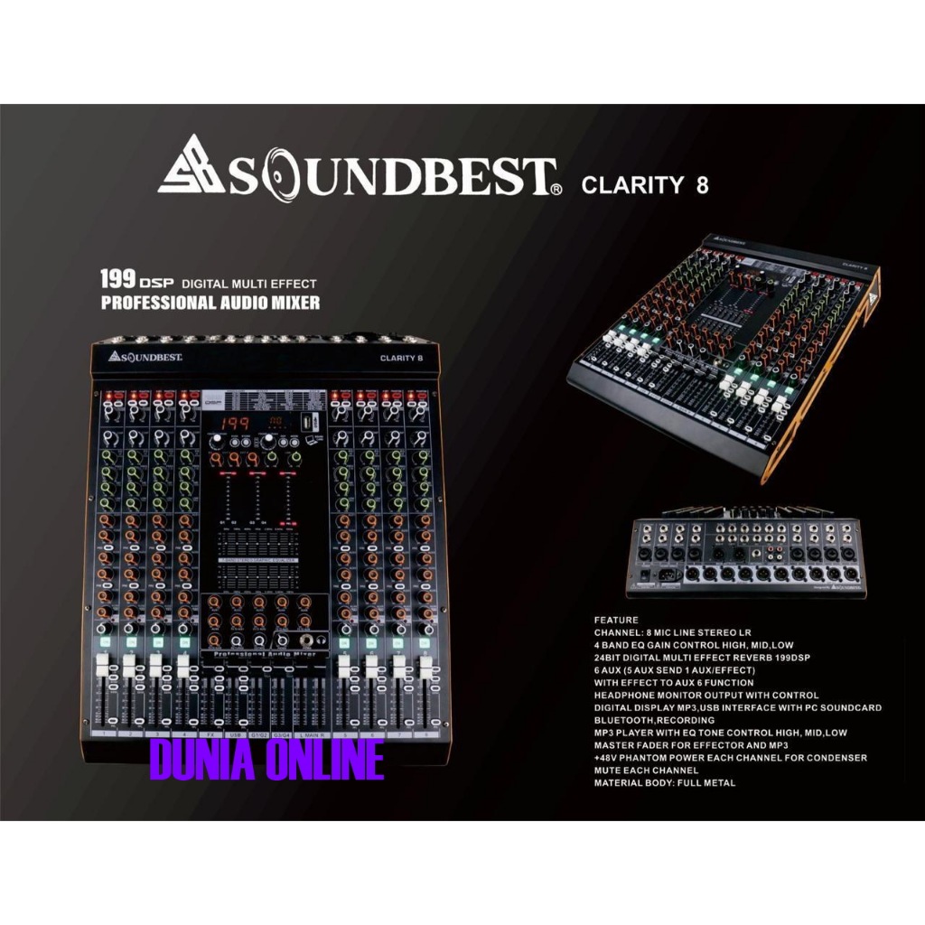 mixer soundbest clarity 8 / clarity8 original soundbest 8 channel bluetooth 199 dsp