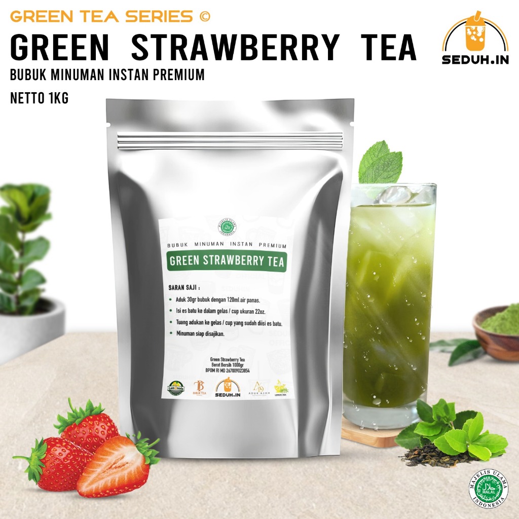 

Green Strawberry tea 1KG / Bubuk Minuman Premium Teh Hijau
