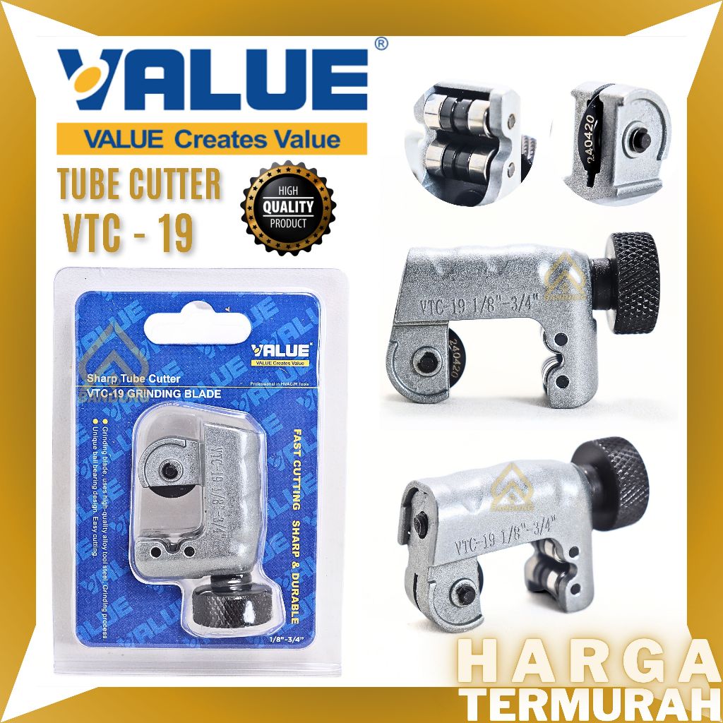 

TUBE CUTTER VALUE VTC19 | KARTER / CARTER / KALTER PIPA AC TEMBAGA VALUE VTC-19 | PEMOTONG PIPA TEMBAGA VTC 19 | VALUE TUBE CUTTER VTC.19 GRINDING BLADE TUBE | TUBE CUTER - ASWIN