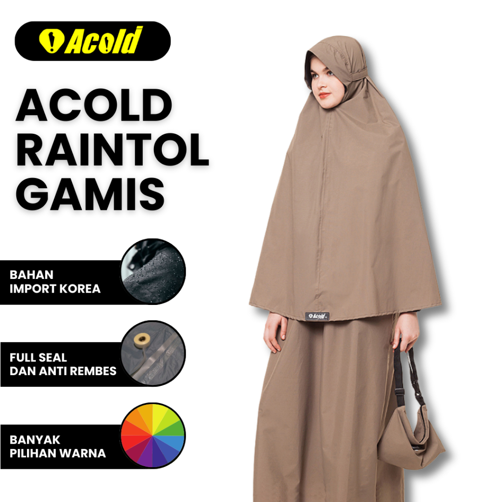 Jas Hujan Acold Raintol Wanita Mantol Perempuan Raincoat syar'i gamis