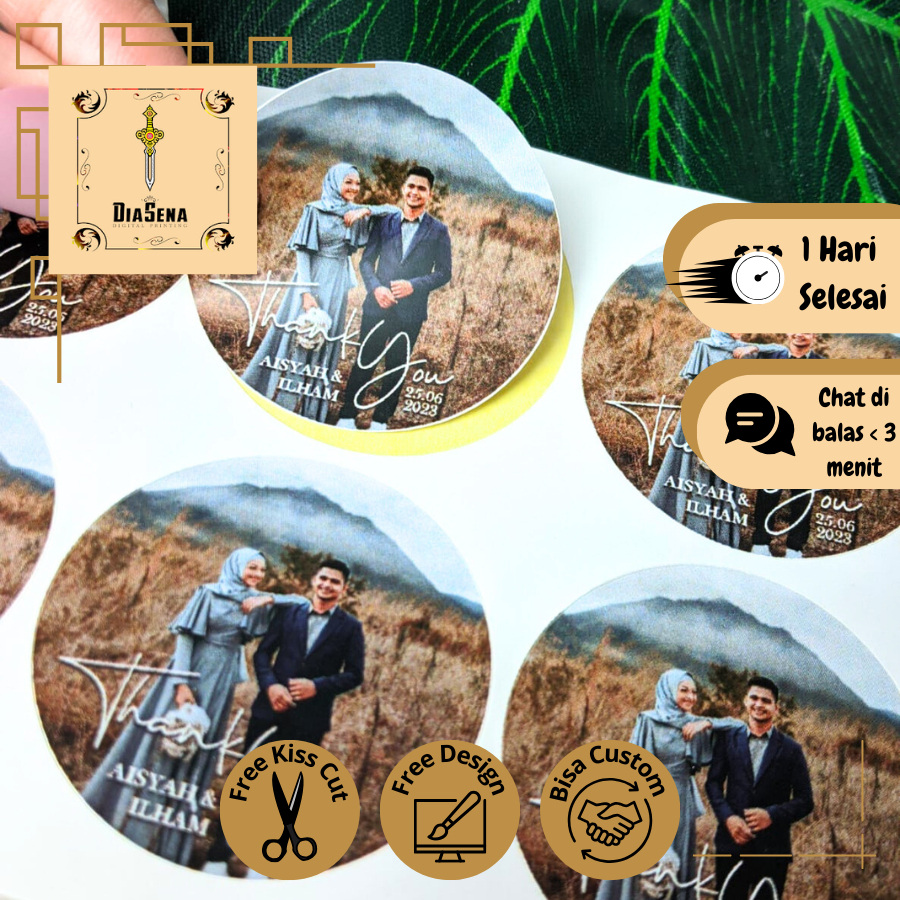 

2-4 Diasena Stiker Wedding Souvenir Sticker Custom Ucapan Nikah Label Murah