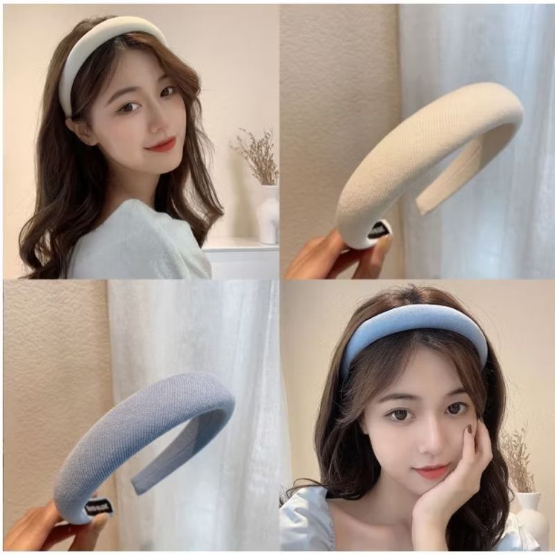 Bandana Nagita Lembut / Headband Cloud Polos Lebar / Bandana Kain