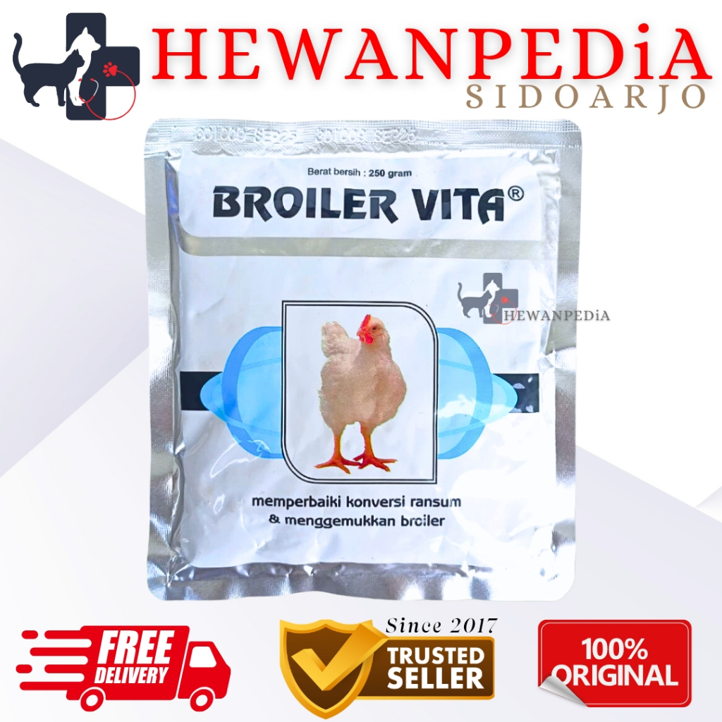 BROILER VITA 250 GRAM Medion - Vitamin Anti Stress Mempercepat Pertumbuhan Ayam Broiler Nafsu Makan 