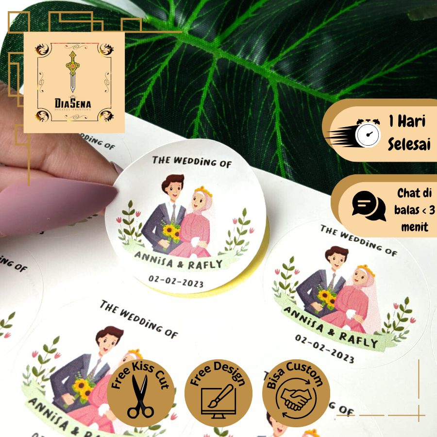 

2-4 Stiker Wedding Souvenir Sticker Diasena Custom Ucapan Nikah Acara Pernikahan