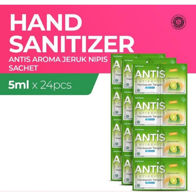 Antis Sachet 1 Renceng Isi 24x5ml Hand Sanitizer