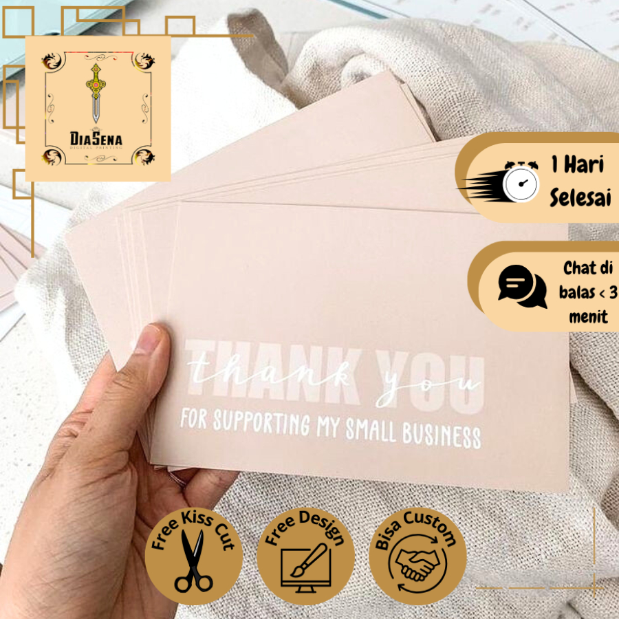 TKC 3 8-15 Diasena Sticker Thank You Card Custom Thanks Card Olshop Kartu Ucapan Terima Kasih A3+