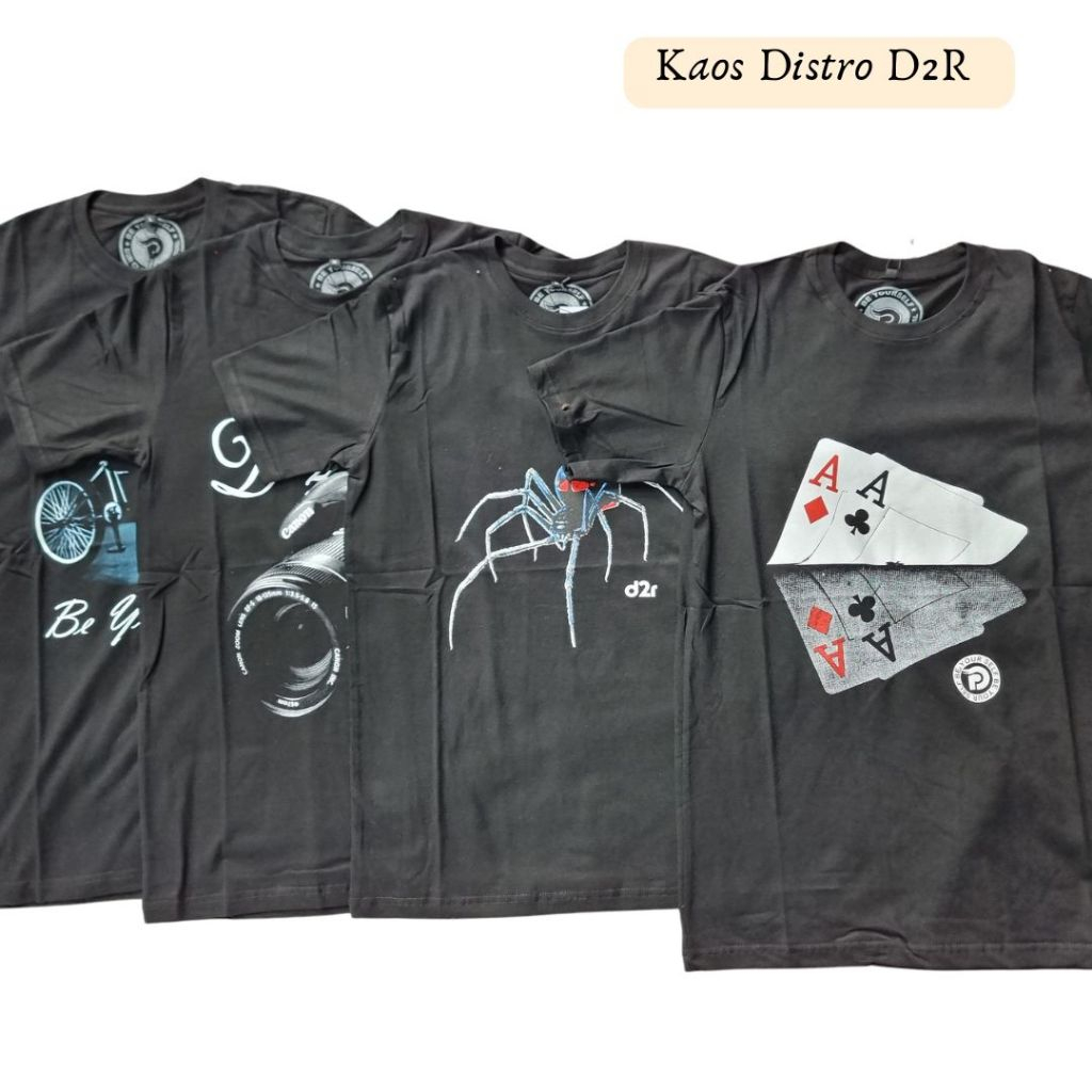 Kaos D2R original Distro Motif 3D baju dewasa pria wanita Kaos Distro Lengan Pendek D2R Seven three