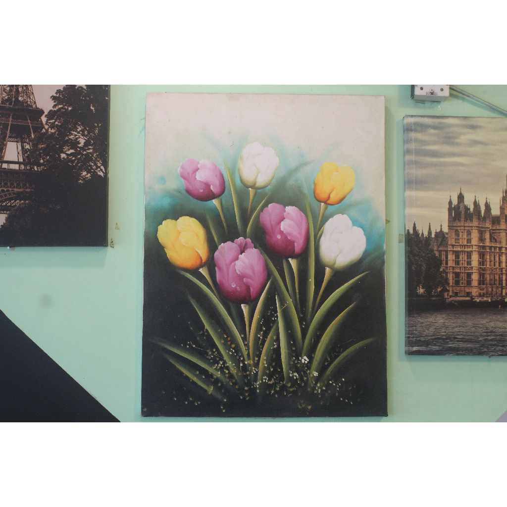 Lukisan Kanvas Bunga Tulip Pajangan Dinding