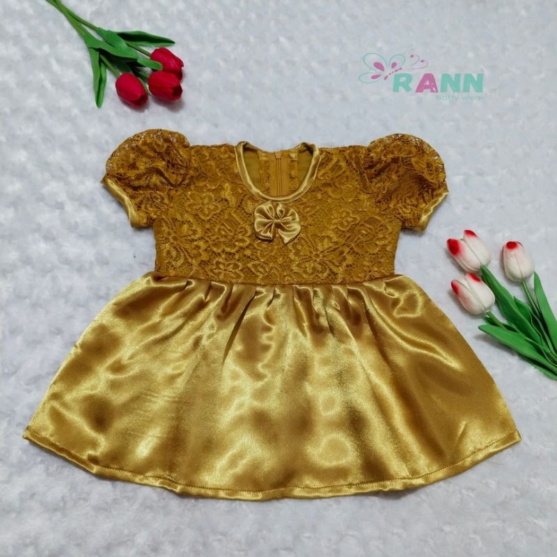 DRESS BAYI / DRESS ANAK / DRESS BATIK ANAK / DRESS BROKAT ANAK warna kuning