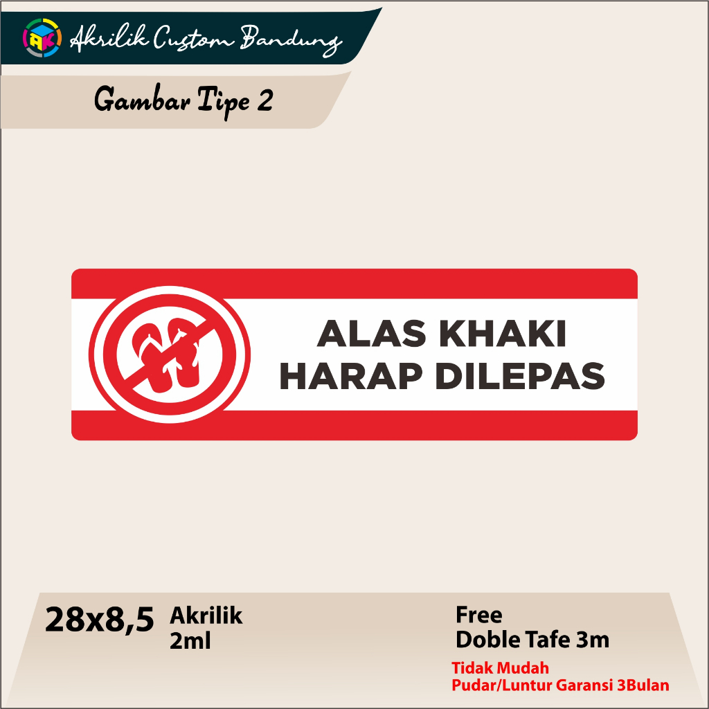 

Akrilik Alas Kaki Harap Dilepas - TIPE 2 Acrylic Akrilik Alas kaki