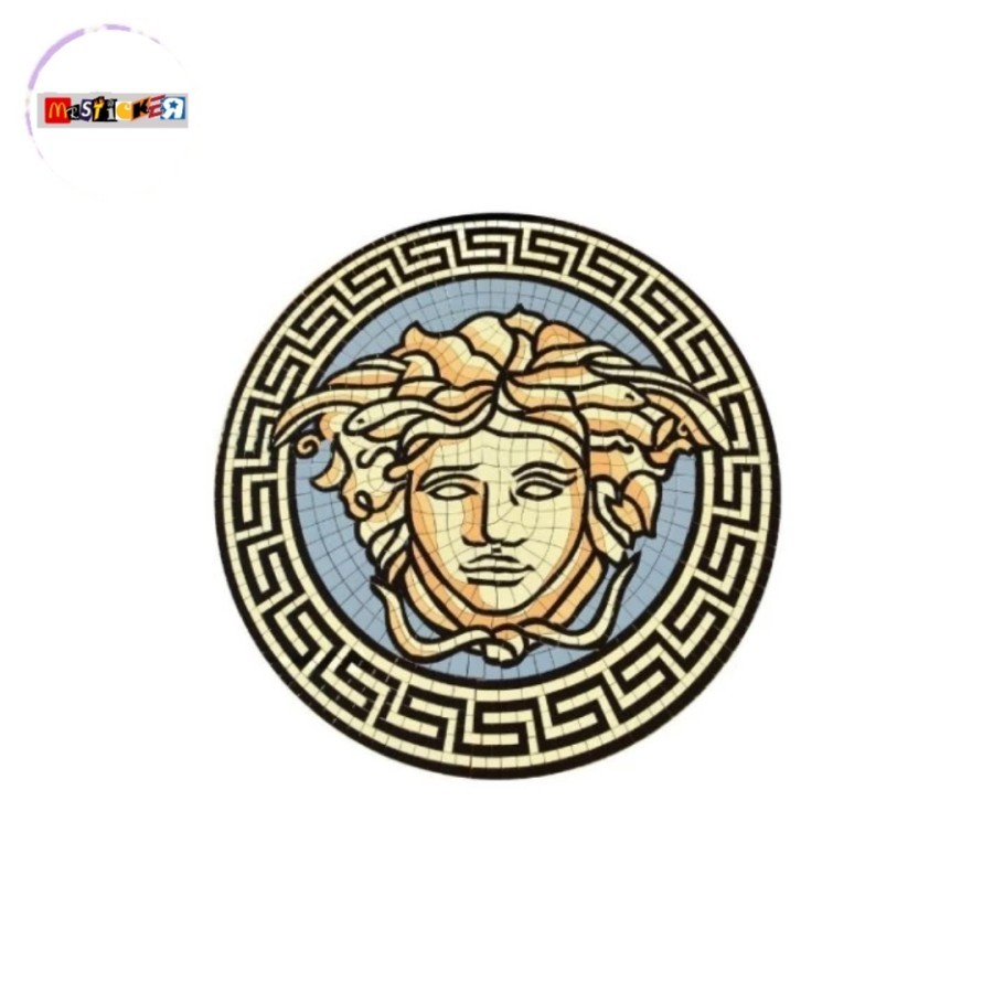 

sticker versace medusa head mozaic logo rounded stiker luxury