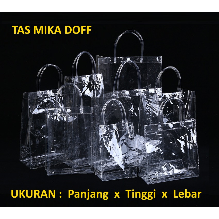 

Tas Plastik Mika PVC Polos | Kantong Mika PVC | Goodie Bag | Tas Hampers | Tas Hadiah| Tas Souvenir Transparant Bening
