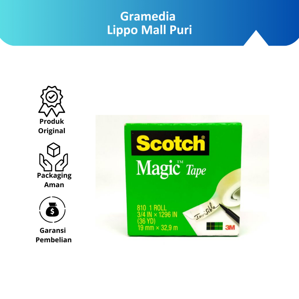 

Gramedia Lippo Mall Puri - 3M - Magic Tape Isolasi Transparan 3/4 Inch x 36 Yd