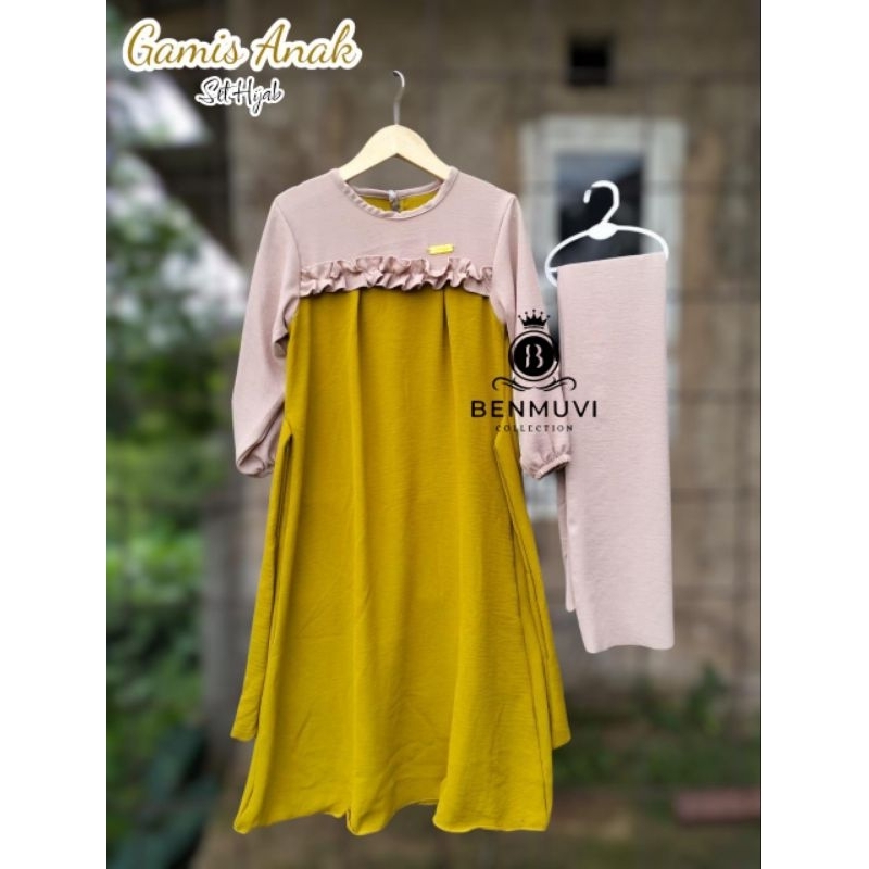 Gamis Anak Set Hijab Pashmina Divana Dress Gamis Crinkle Terbaru
