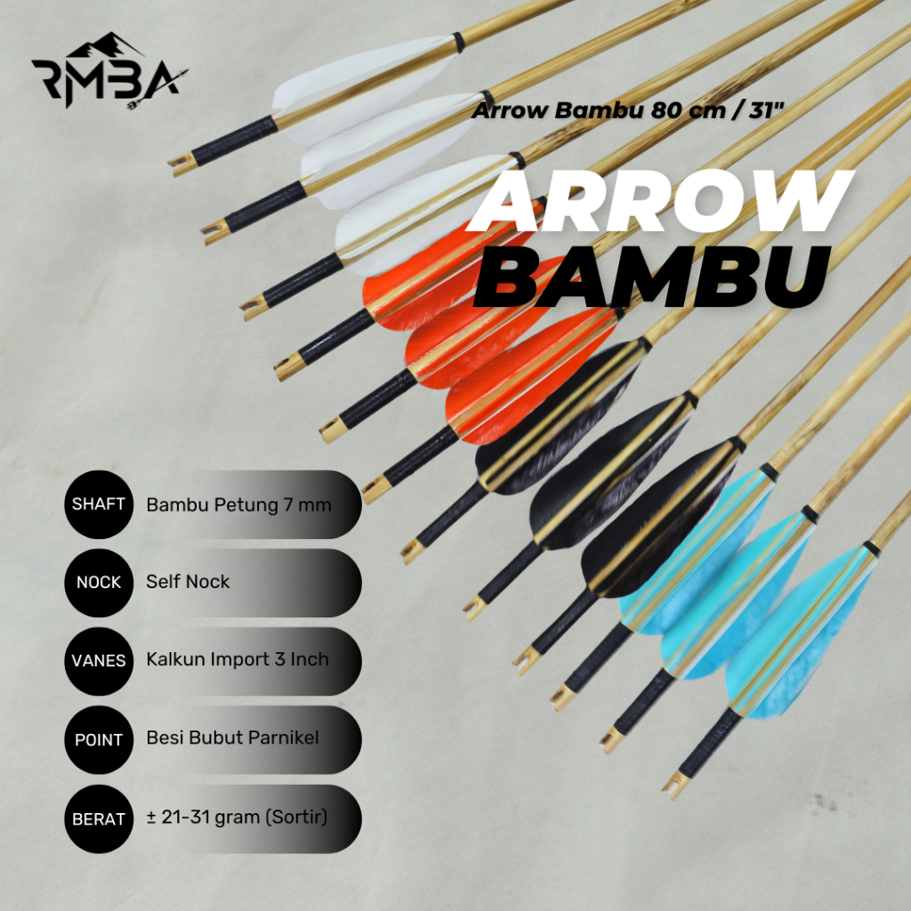 Arrow Bambu Petung Vanes Kalkun / Arrow Bambu Petung / Arrow Bambu Isi 6 pcs / Archery