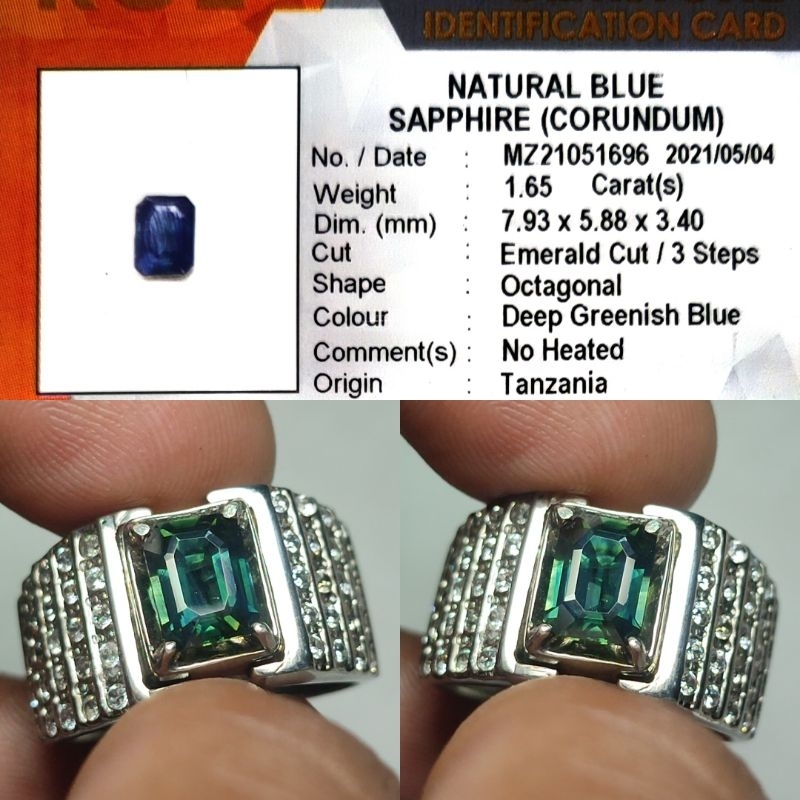 Fancy Color Natural Blue Sapphire No Heated 1.6ct KGL Material Eye Clean Crystall Good Luster Gemeri