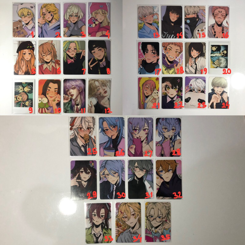 READY STOCK — PHOTOCARD 6BAJI FANART TOKREV JJK GENSHIN CSM BLUE LOCK