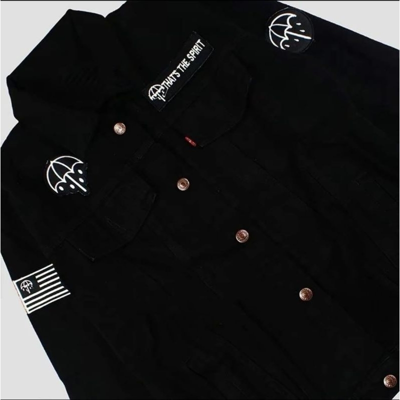 Jaket Jeans Denim Bordir Emblem Pria - BMTH BALCK