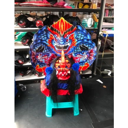 Barongan Caplokan Kayu Devil Besar / Barongan Devil Motif Naga Unik , Pentas Barongan