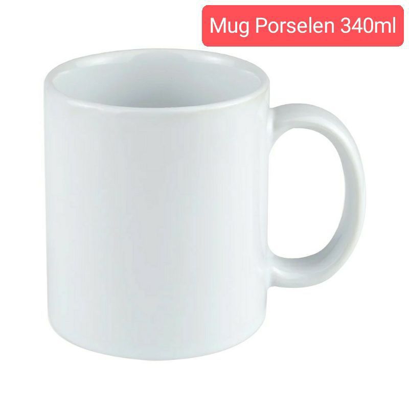 MUG PORSELEN PUTIH Polos 340ml (NIKURA)/ Mug Kopi Teh Serbaguna Keramik