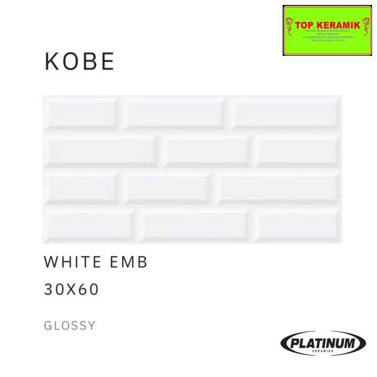Keramik Dinding Platinum 30x60 Kobe White Embossed