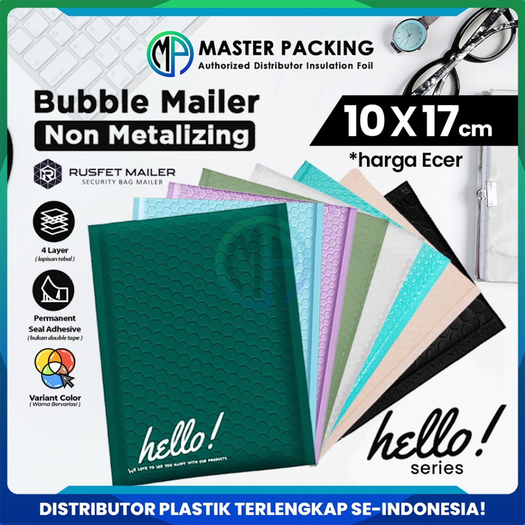 

Amplop Bubble Mailer 10cm x 17cm Solid Polos Hello Series Harga Satuan