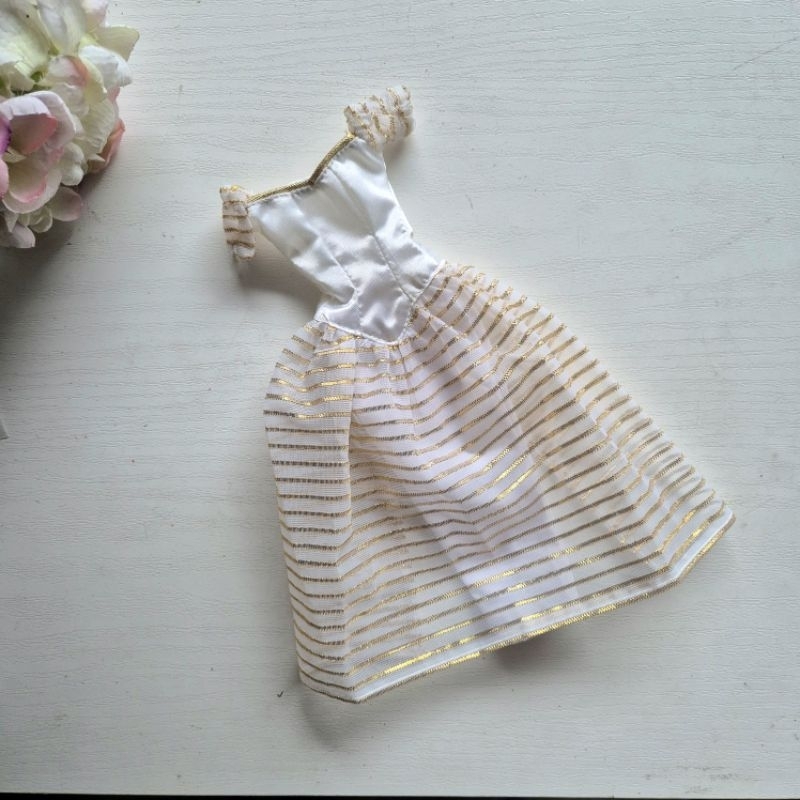 Baju Gaun Boneka Barbie Mattel Vintage white sabrina