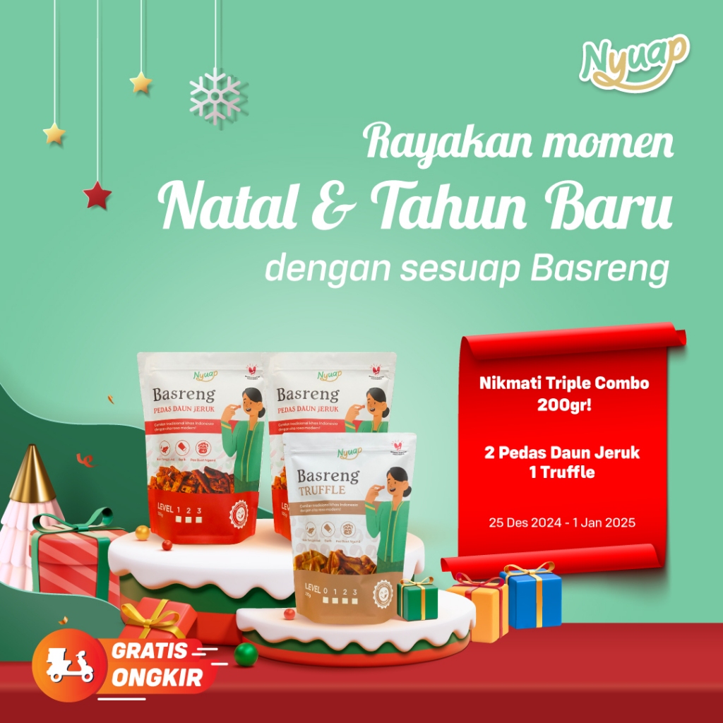 

Nyuap Basreng Pedas Daun Jeruk Truffle Triple Combo