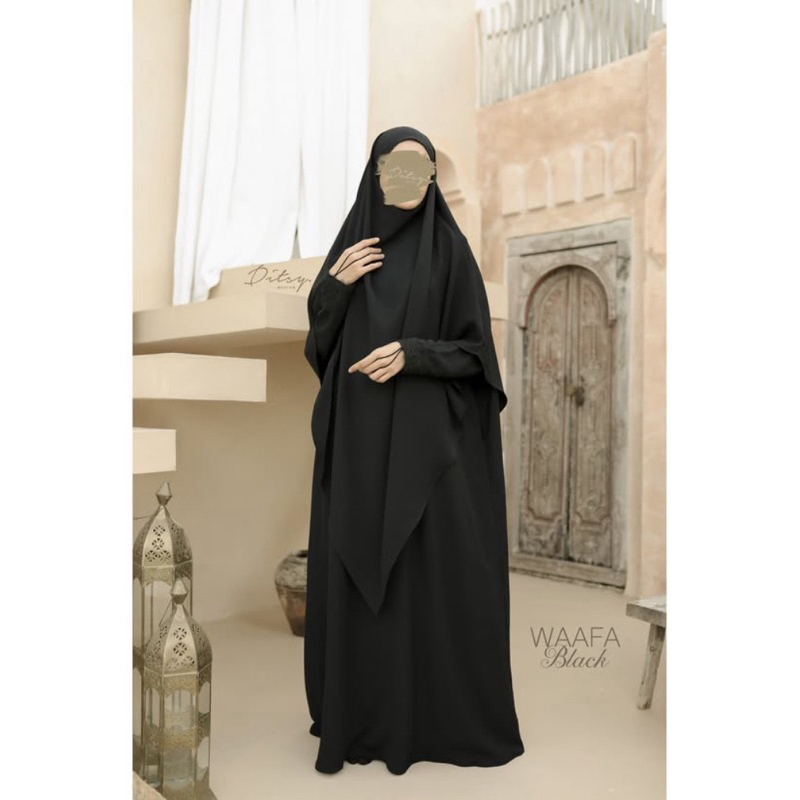 Preloved ditsy moslem wafa abaya