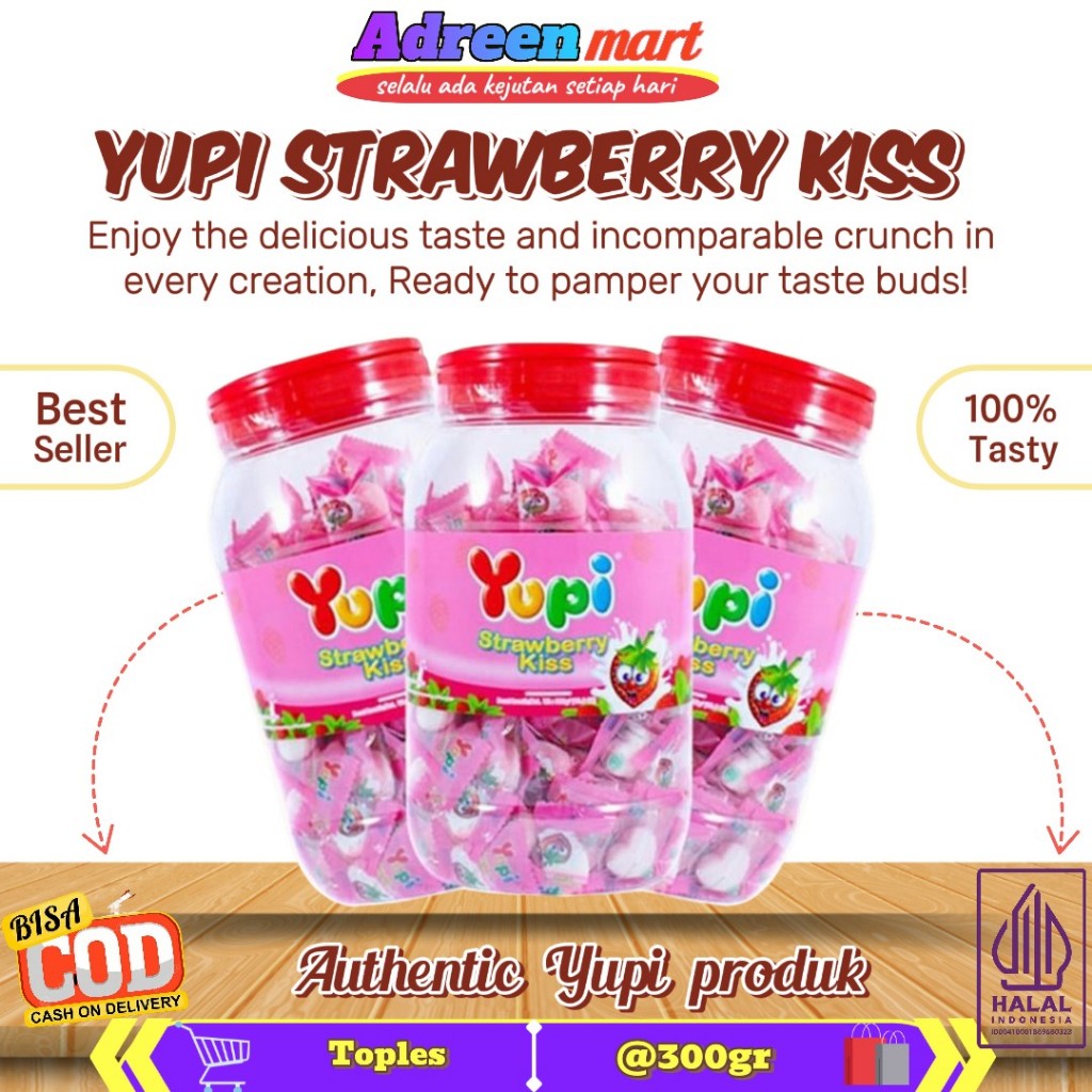 

YUPI STRAWBERRY KISS TOPLES 300 GRAM CANDY JELLY