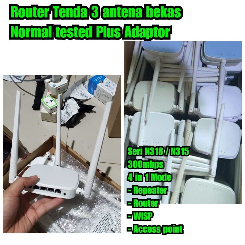 Router Tenda N318 Wiresless Router WiFi 300Mbps 3 Antenna Bekas Original roter tenda bekas Normal pa