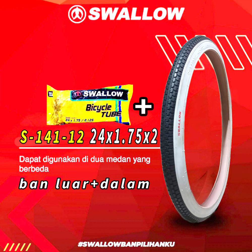 MAYHESAAA - BAN SEPEDA 24 X 1.75 SWALLOW LUAR DALAM BAN SEPEDA 24 INCH ORIGINAL