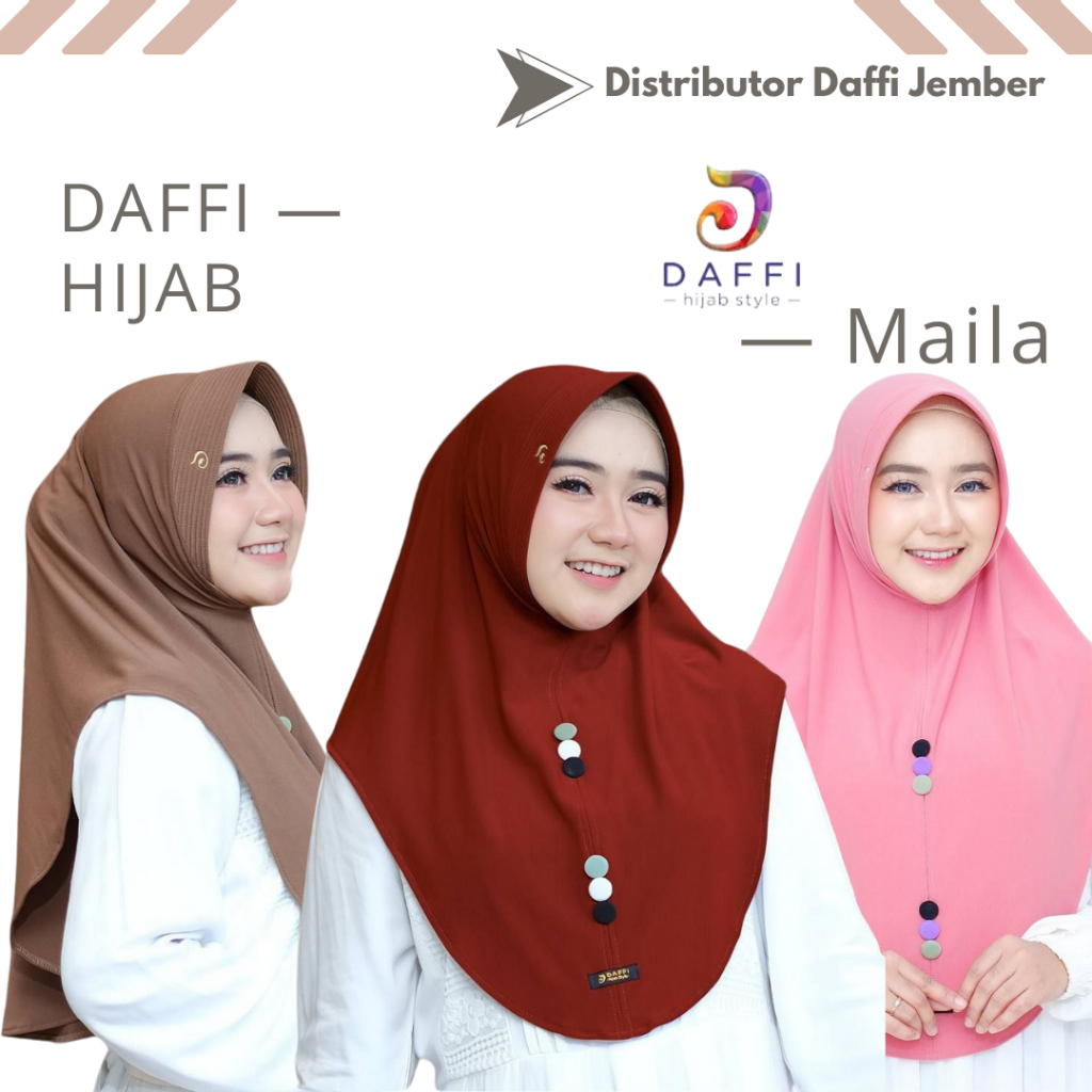 Daffi Hijab Maila Standart Jilbab Bergo Instan Simple Khimar Cantik Adem Bahan Jersey High Twist Pre