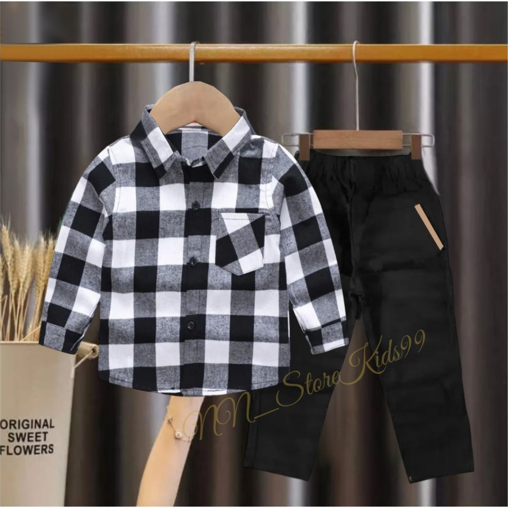 STELAN KEMEJA FLANEL ANAK LAKI-LAKI 2-12 TAHUN/ BAJU ANAK LAKI-LAKI MOTIF KOTAK KOTAK