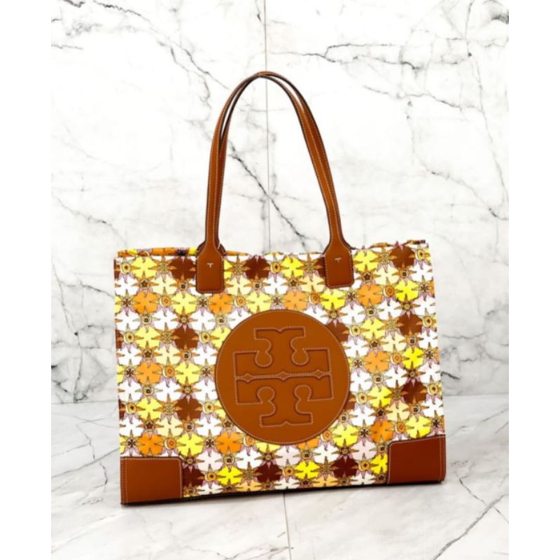 TB Ella Printed Tote Bag In Yellow Diamond Sun