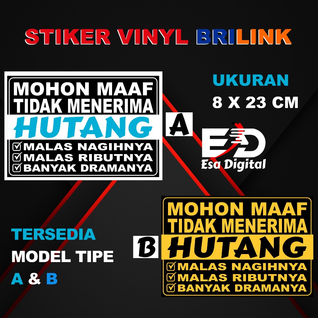 

STIKER TIDAK TERIMA HUTANG 20X30 CM