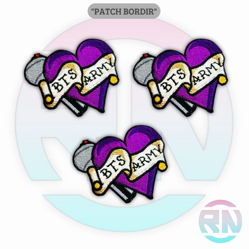 Emblem Patch Bordir Jahit BTS ARMY Logo Iron Patch Bordir Aksesoris Emblem Patch Bordir