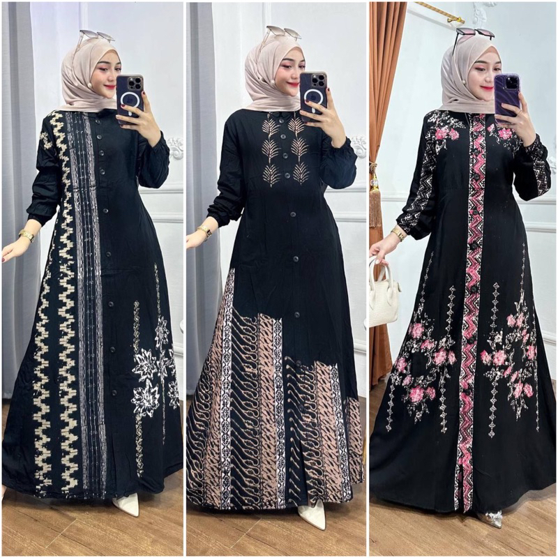 GRIYA BUSANA ID - (BISA COD) GAMIS RAYON TWILL MOTIF ABSTRAK GAMIS BUSUI FRIENDLY
