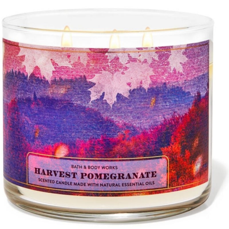 

BBW HARVEST POMEGRANATE 3 WICK SCENTED CANDLE 411 G PENGHARUM RUANGAN