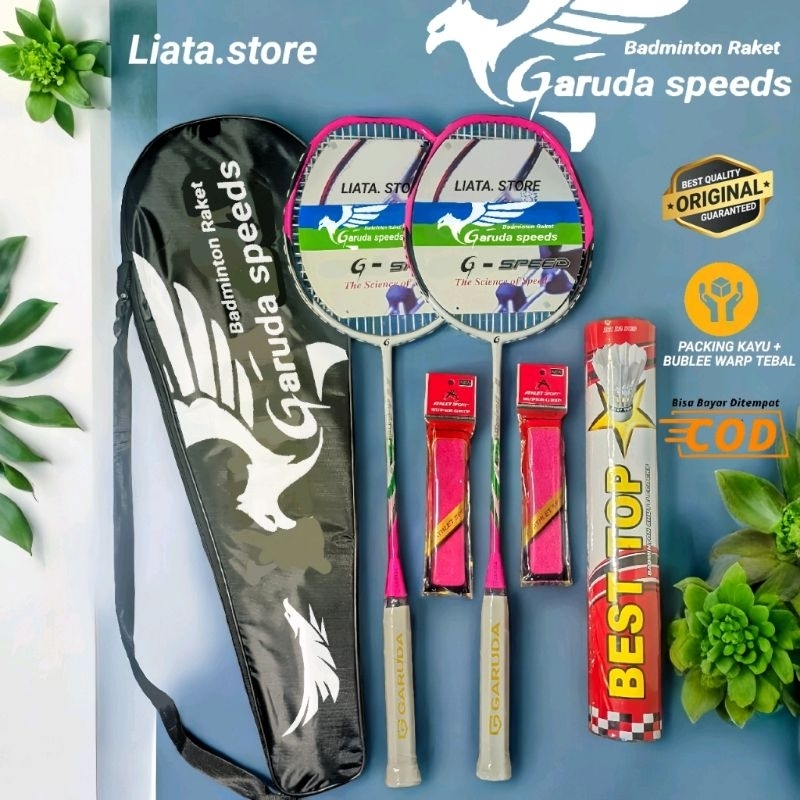 (PINK) RAKET BADMINTON BULUTANGKIS LENGKAP RAKET+ TAS +GRIP+ KOK