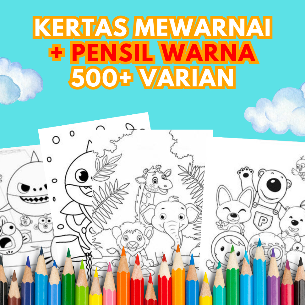 

Paket 50 Gambar Mewarnai Berbeda Gambar Sketsa Bukan Buku TK PAUD SD Kertas HVS 100gsm