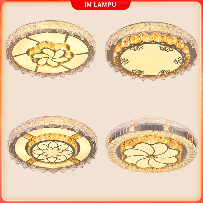 Lampu plafon akrilik mewah emas LED ruang makan/kamar tidur/kamar mandi/lampu plafon balkon 3 warna