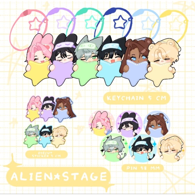 ALNST / Alien Stage Keychain Charm Pins and Die cut sticker - SLEEPY STARS - [ Mizi Sua Till Ivan Hy