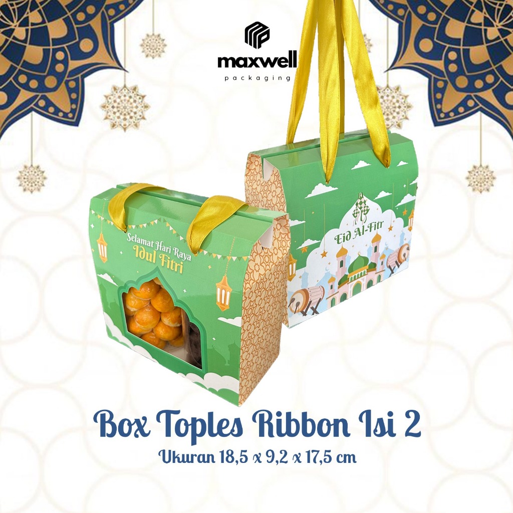 

Box Toples Ribbon 10 Pcs Hampers Lebaran HIJAU / Gable Box Idul Fitri / Ukuran 18,5 x 9,2 x 17,5 cm
