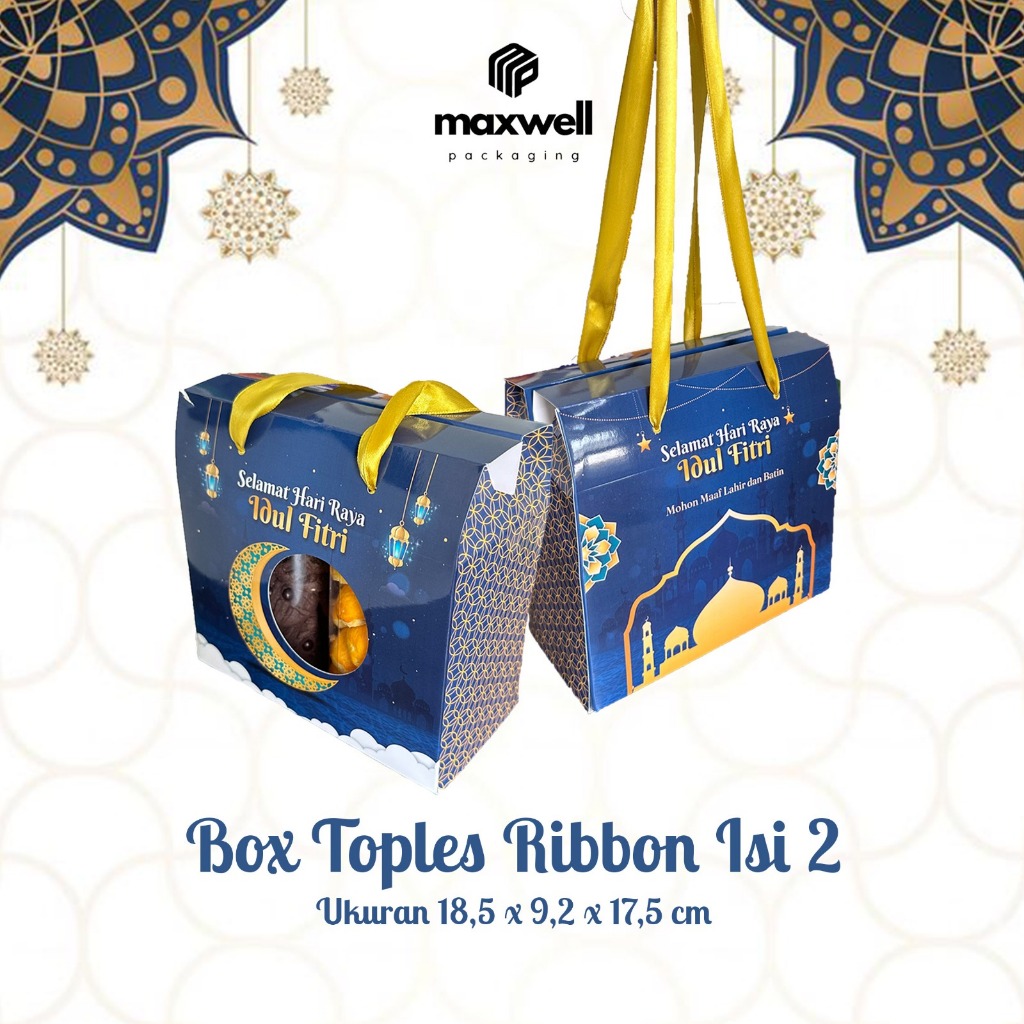 

Box Toples Ribbon 10 Pcs Hampers Lebaran NAVY / Gable Box Idul Fitri / Ukuran 18,5 x 9,2 x 17,5 cm