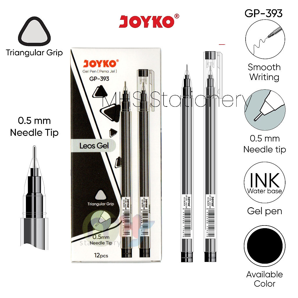 

Gel Pen Pulpen Pena Ball Pen Bolpoin Ballpoint Joyko GP-393 Leos Gel 0.5 mm 1 Box 12 Pcs