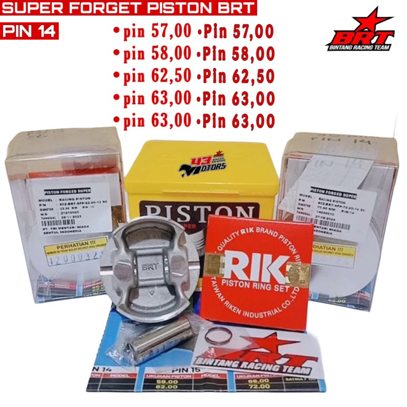 𝟒𝟑𝐌𝐎𝐓𝐎𝐑 BRT PISTON | SUPER FORGET PISTON BRT PIN 14