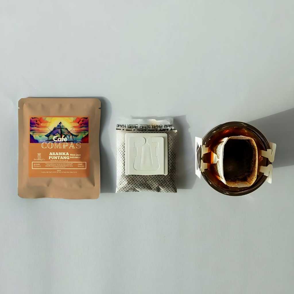 

Drip Coffee Varian Arabika Puntang Cafe Compas 5 pcs / Kopi drip bag / kopi instan