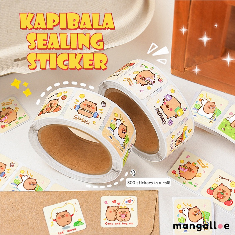 

[COD] 300 pcs Stiker Segel Kapibara Lucu Stiker Label Kartun Stiker Gulung Dekoratif -MG